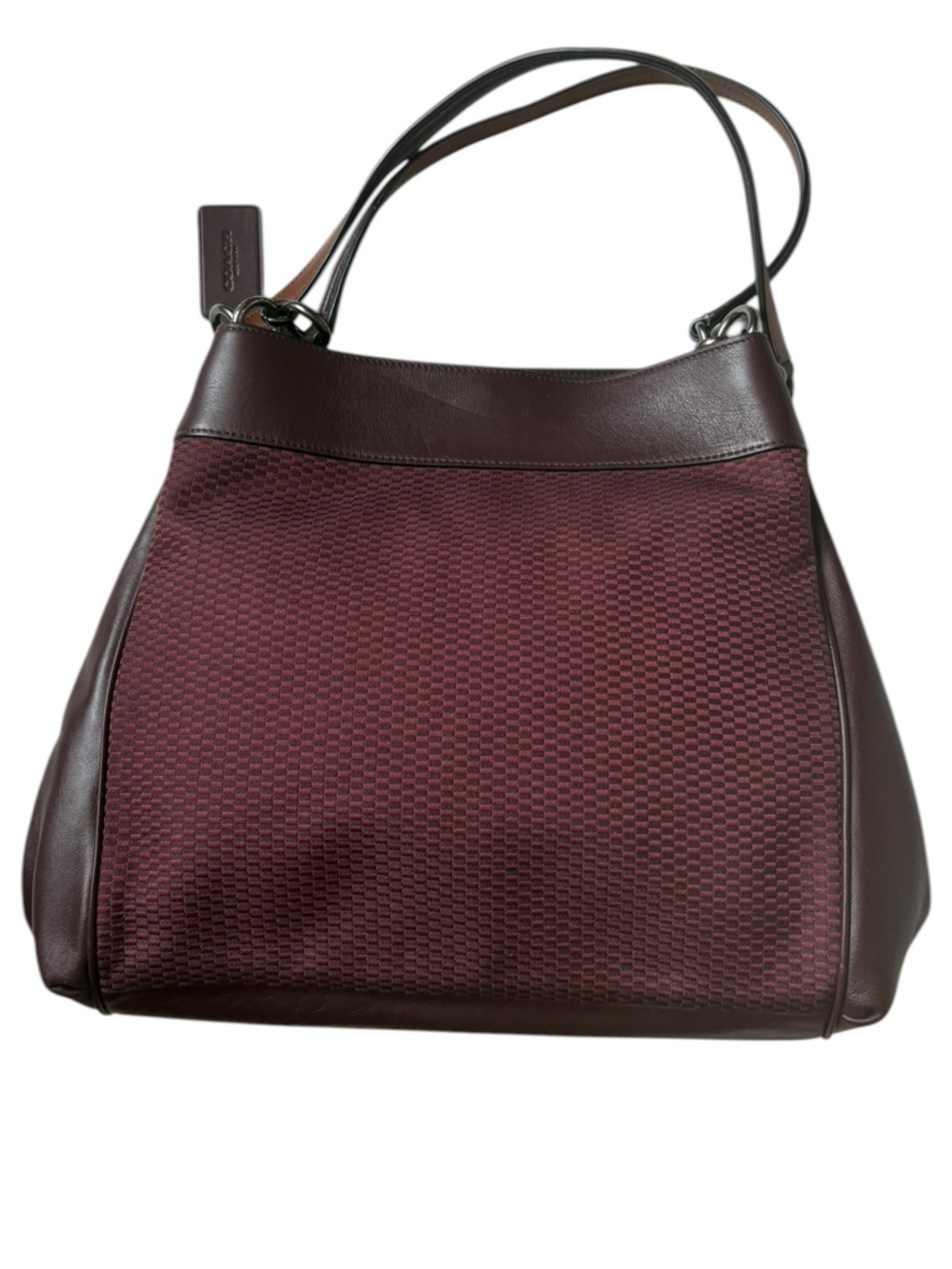 Coach Lexy Oxblood Jacquard & Leather Shoulder Bag Matching Accordion Wallet Set